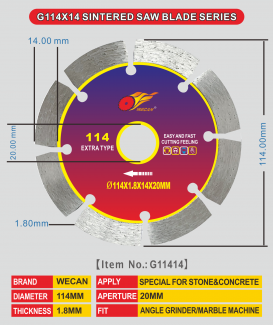 G114X14 SINTERED SAW BLADE SERIES 