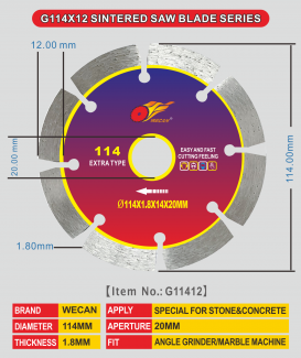 G114X12 SINTERED SAW BLADE SERIES 